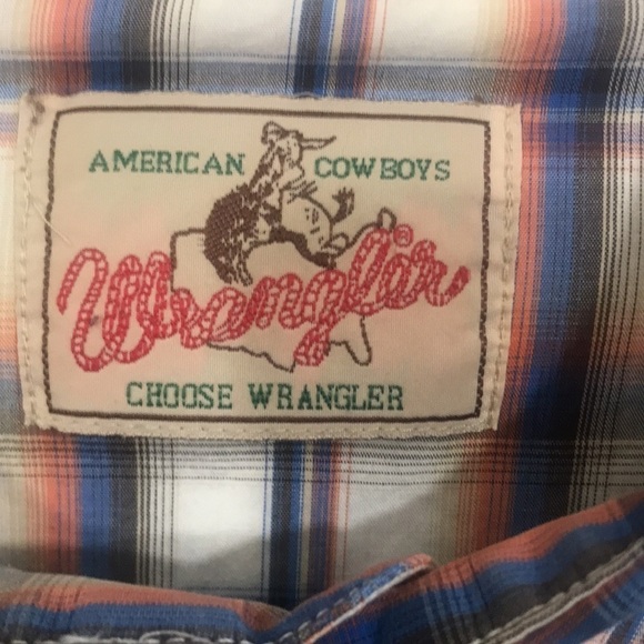Wrangler Vintage Pearl Snap Plaid Flap Chest Pocket Ling Sleeve Shirt - Picture 2 of 10
